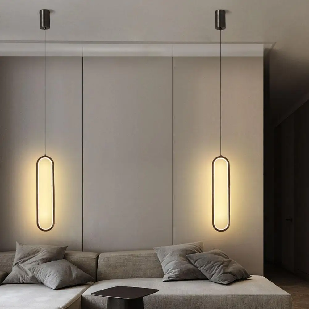 

Long Line Light Gold Black Nordic Bedroom Suspensions Luminaire Warm White Bedside Decorative Lamp Metal AC 110V-220V Home Decor