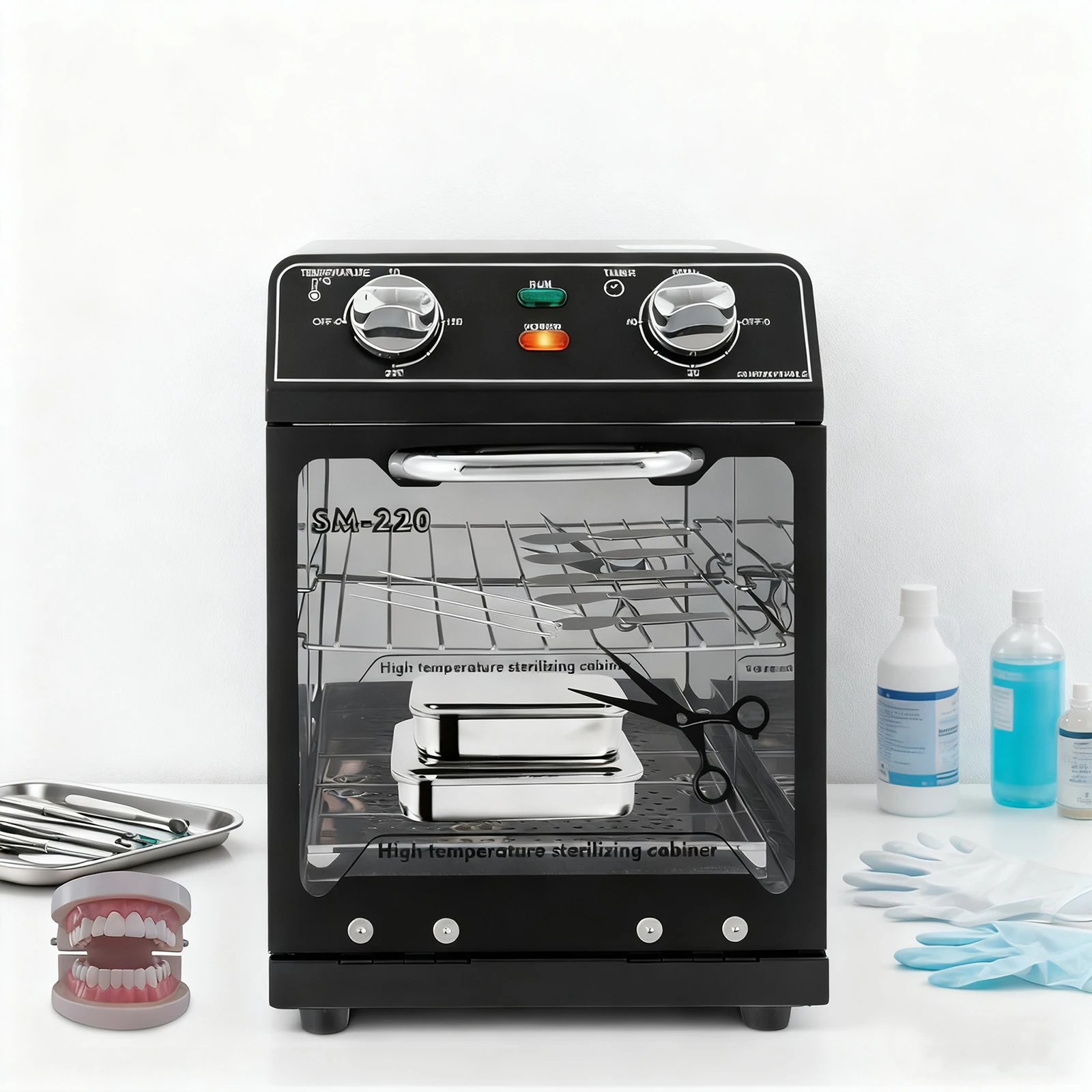 Esterilizador de Alta Temperatura de 600W, Autoclave de Gran Capacidad de 8L, 0-220°C Esterilizador de Aire Caliente para Desinfección de Herramientas con un Compartimento