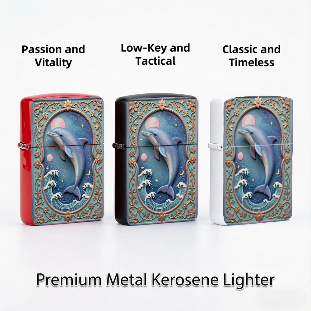 Flip Top Lighter Dolphin Moon  - Vintage Collectible Lighters 评论和价格