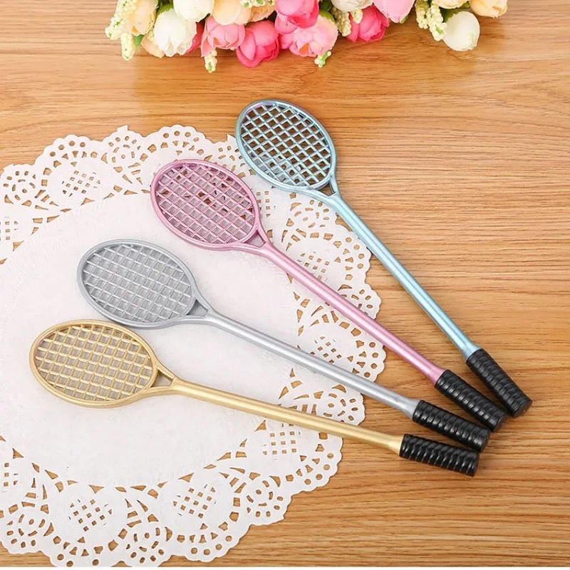 10/20/30 قطعة أقلام مبتكرة على شكل مضرب تنس، حبر أسود 0.5 مم، أقلام كتابة بلاستيكية رفيعة النقاط، هدية للعائلة والأصدقاء