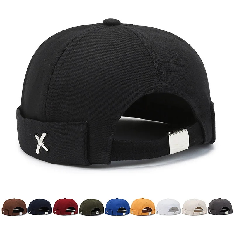 

Brimless Hat Docker Cap Adjustable Skull Caps for Men Women Rolled Cuff Brimless Beanie Hat Assorted Color