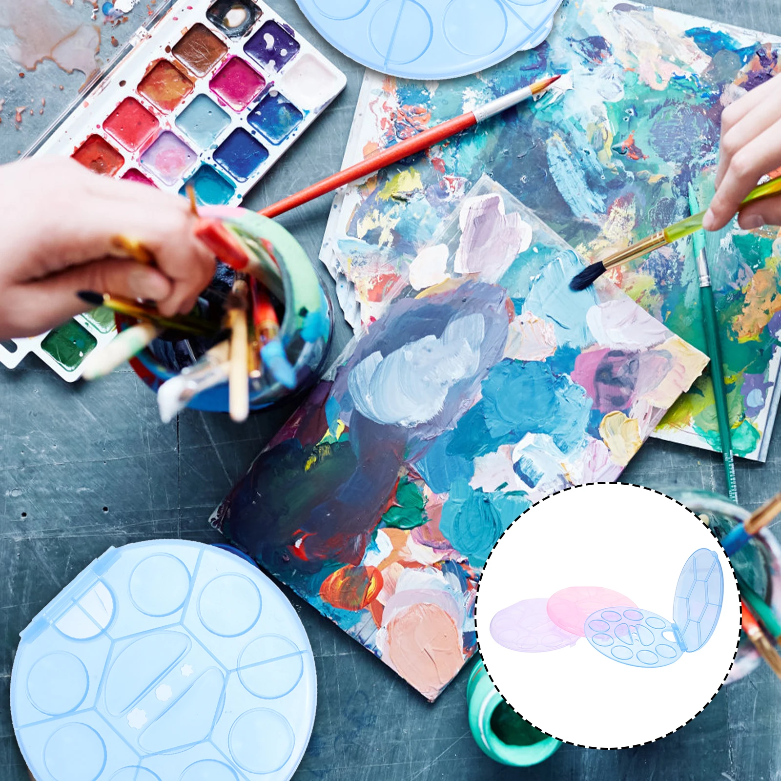 

3 Pcs Color Mixing Palette Painting Trays Plastic Watercolor Boards Lightweight Durable Easy Clean Crafts Art Supplies