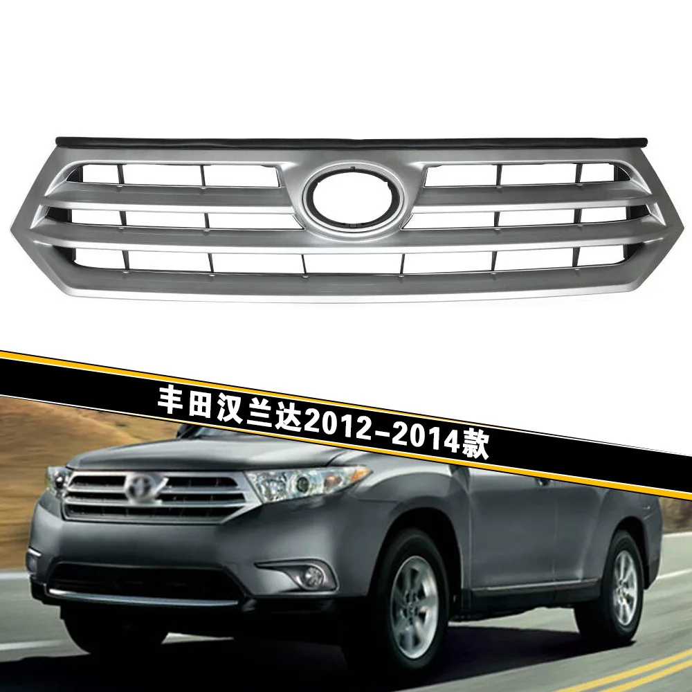 

ABS Chrome Front Grille Around Raised Racing Grills Cover For Toyota Highlander 2012 2013 2014 Car Styling