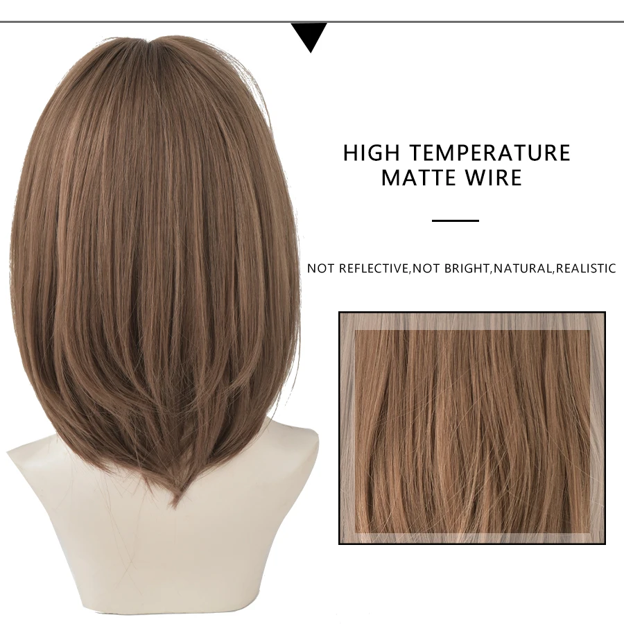 7JHH WIGS Short Bob Middle Part Straight Wig For Women Black Shoulder Length Heat Resistant High Temperature Crochet Hair