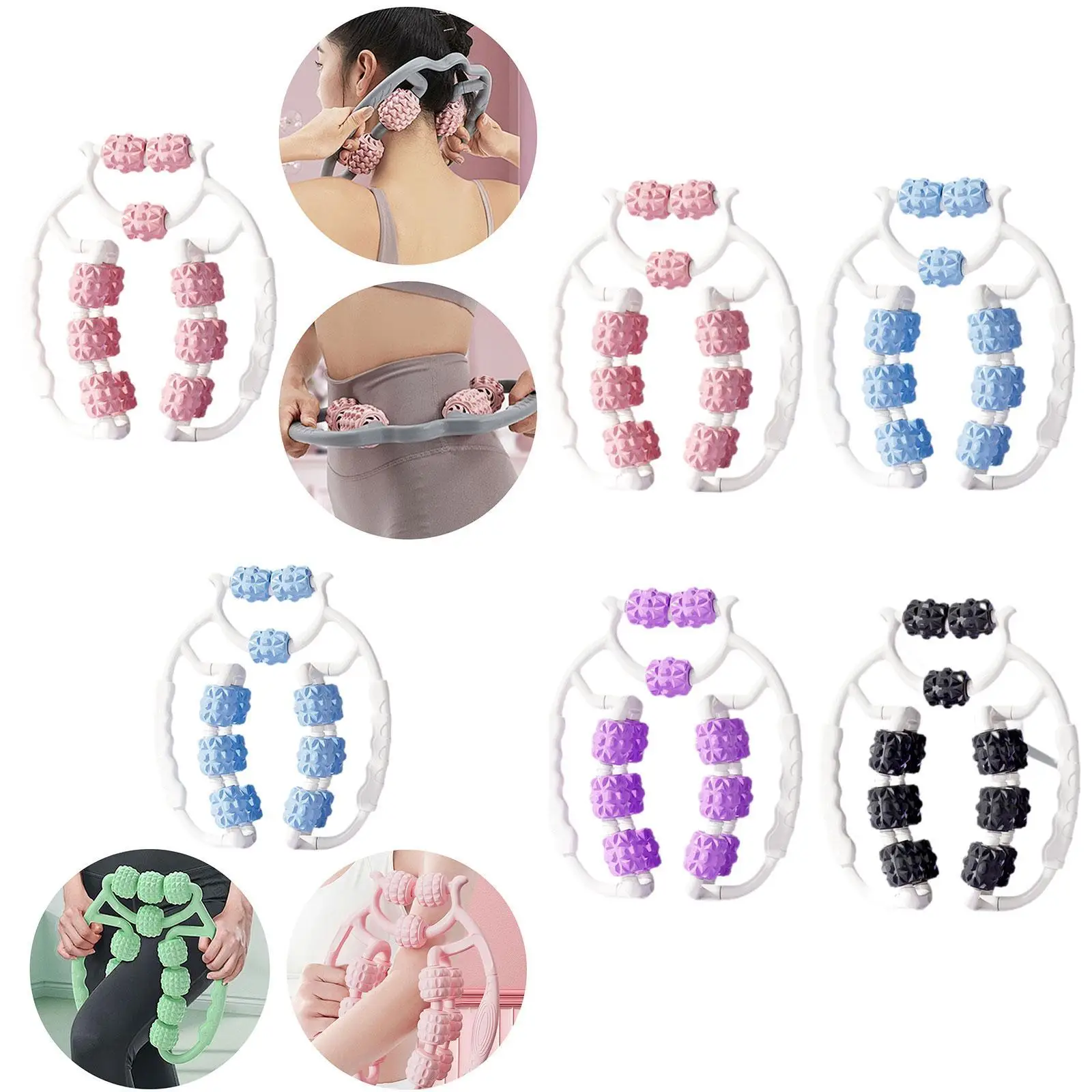 

Leg Massager Roller Deep Tissue Massage Tool 15 Wheels Muscle Relaxation Massager Portable Foam Roller for Yoga Bodybuilding
