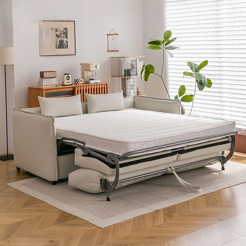 Foldable Nordic Style Sofa Bed with Mattress for Small Spaces Convertible 2 in 1 Single Double Sofa Bed