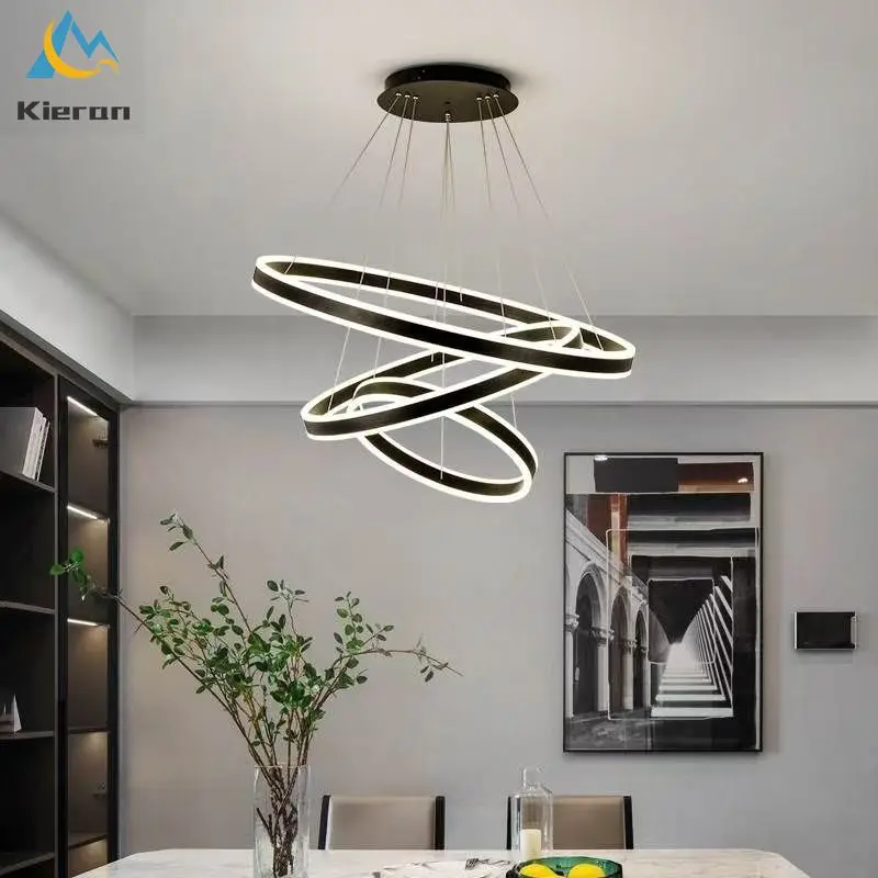 

Nordic Modern High-light 3 Ring LED Chandelier Restaurant KTV Study Bedroom Pendant Lights Living Room Decorative Pendant Lamps