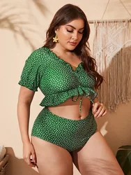 New Sexy Push Up Bikini Dot Plus Size Swimwear Women High Waist Swimsuit Big Swimming Bathing Suit 2025 Summer Beachwear