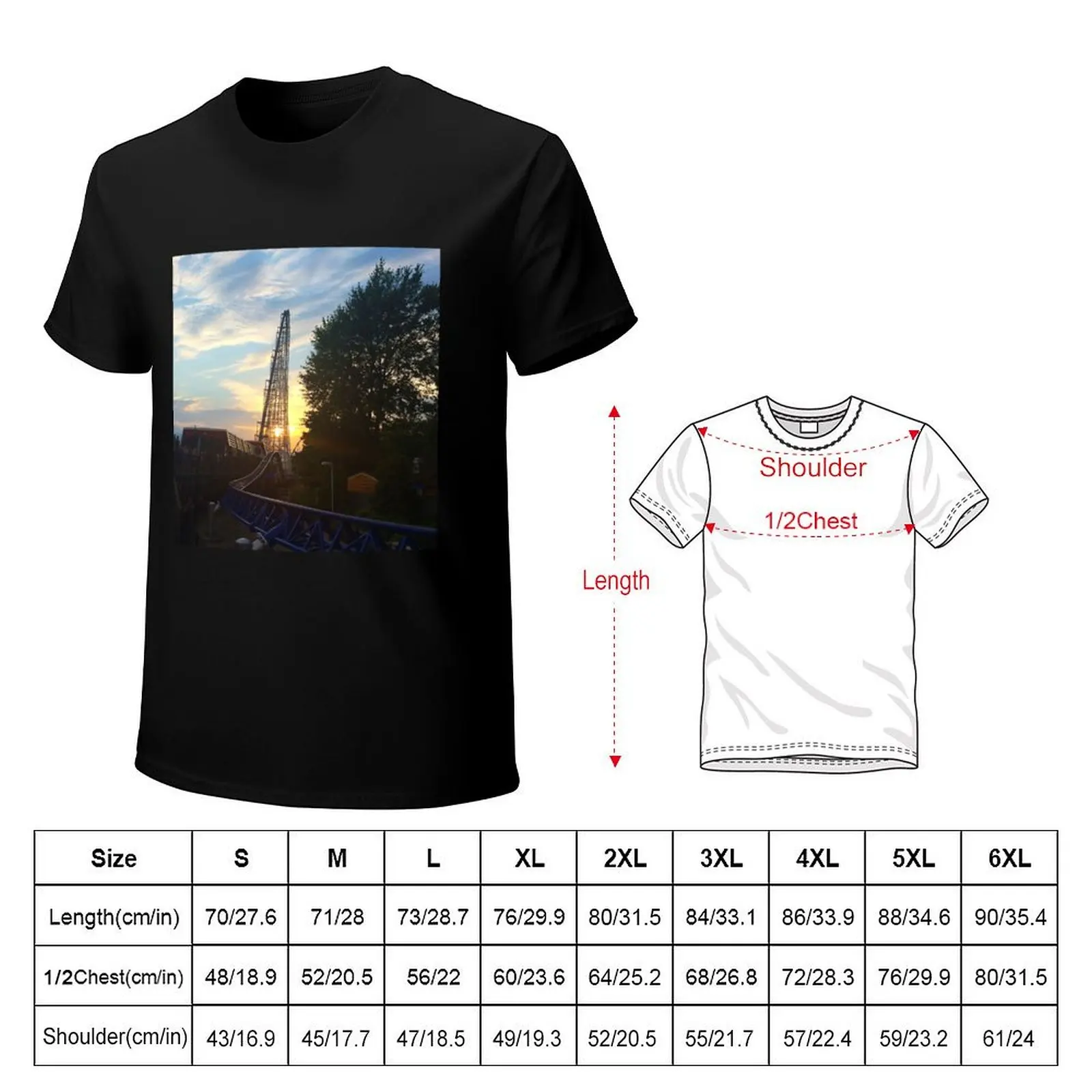 Sunset Through Coaster T-Shirt Comfortable Basic Crew Neck Tee