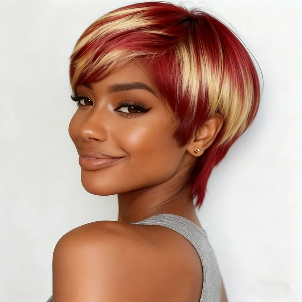 

Парик с стрижкой пикси, короткий прямой парик пикси, блондинка 613, черный, 1B30, цвет для женщин, парик для повседневного использования, парик из человеческих волос, парик машинного производства