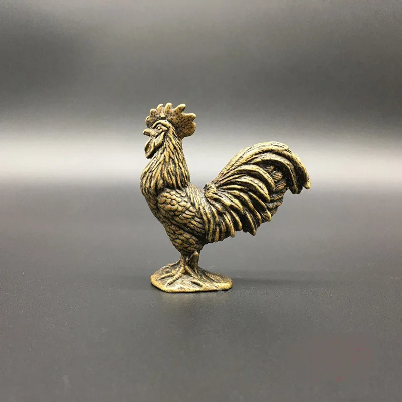 Wholesale Two Pieces Price Ancient Carving Ornament Yellow Chinese Zodiac of Rooster Standing Cock Chante Clair Chicken Ornament