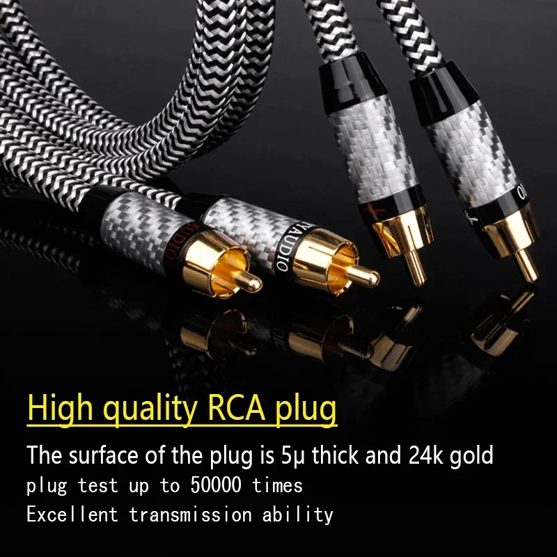 YYAUDIO 1 pair Silver Plated RCA Audio Cable 2 RCA to 2 RCA Interconnect Cable HIFI Stereo 7N OCC Male to Male For Amplifier DAC
