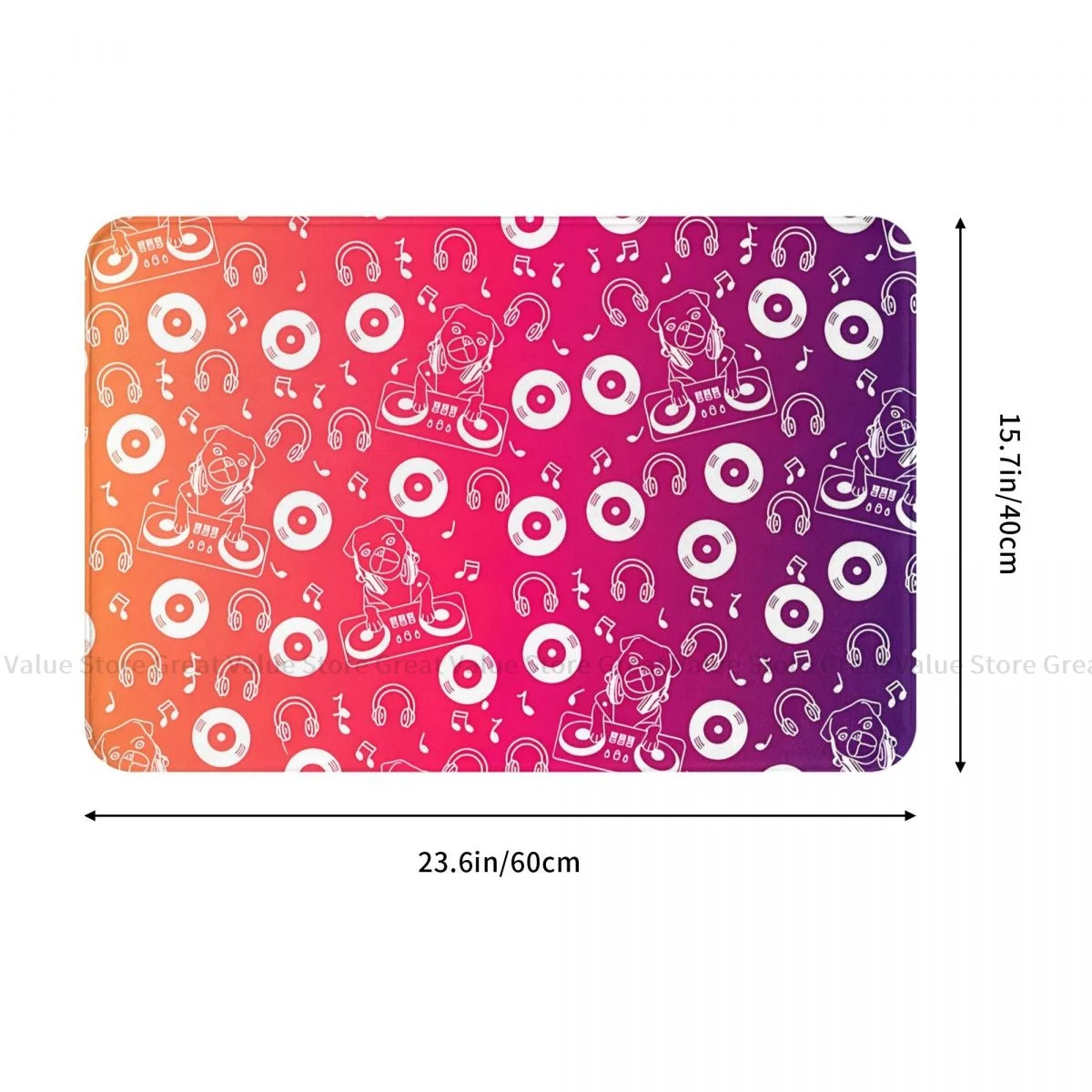 DJ Music Art Bath Non-Slip Carpet Orange Purple Bedroom Mat Entrance Door Doormat Floor Decoration Rug