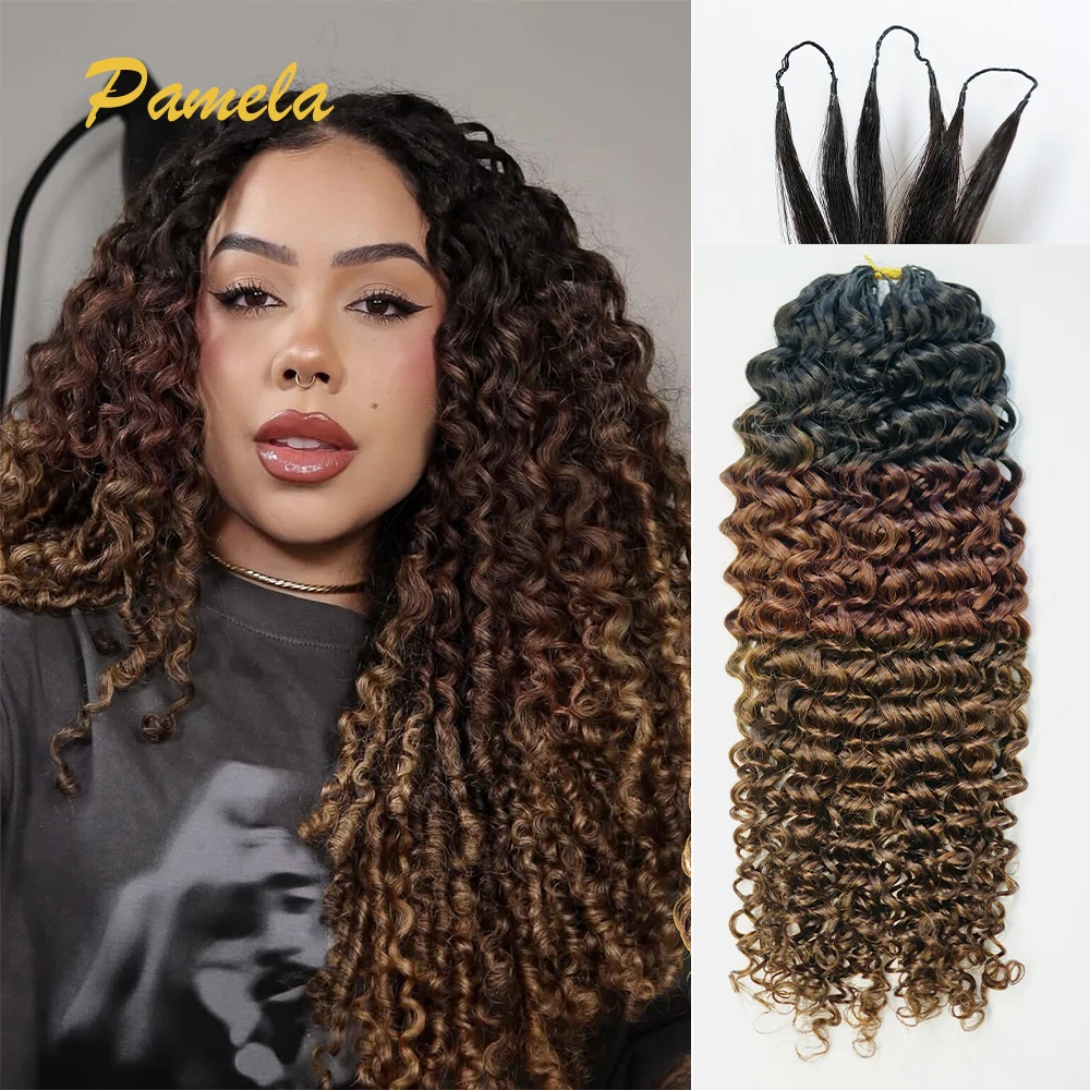 

Накладные волосы для плетения косичек из 100% натуральных человеческих волос, 3 оттенка, без узлов, предварительно разделенные, кудрявые, для женщин