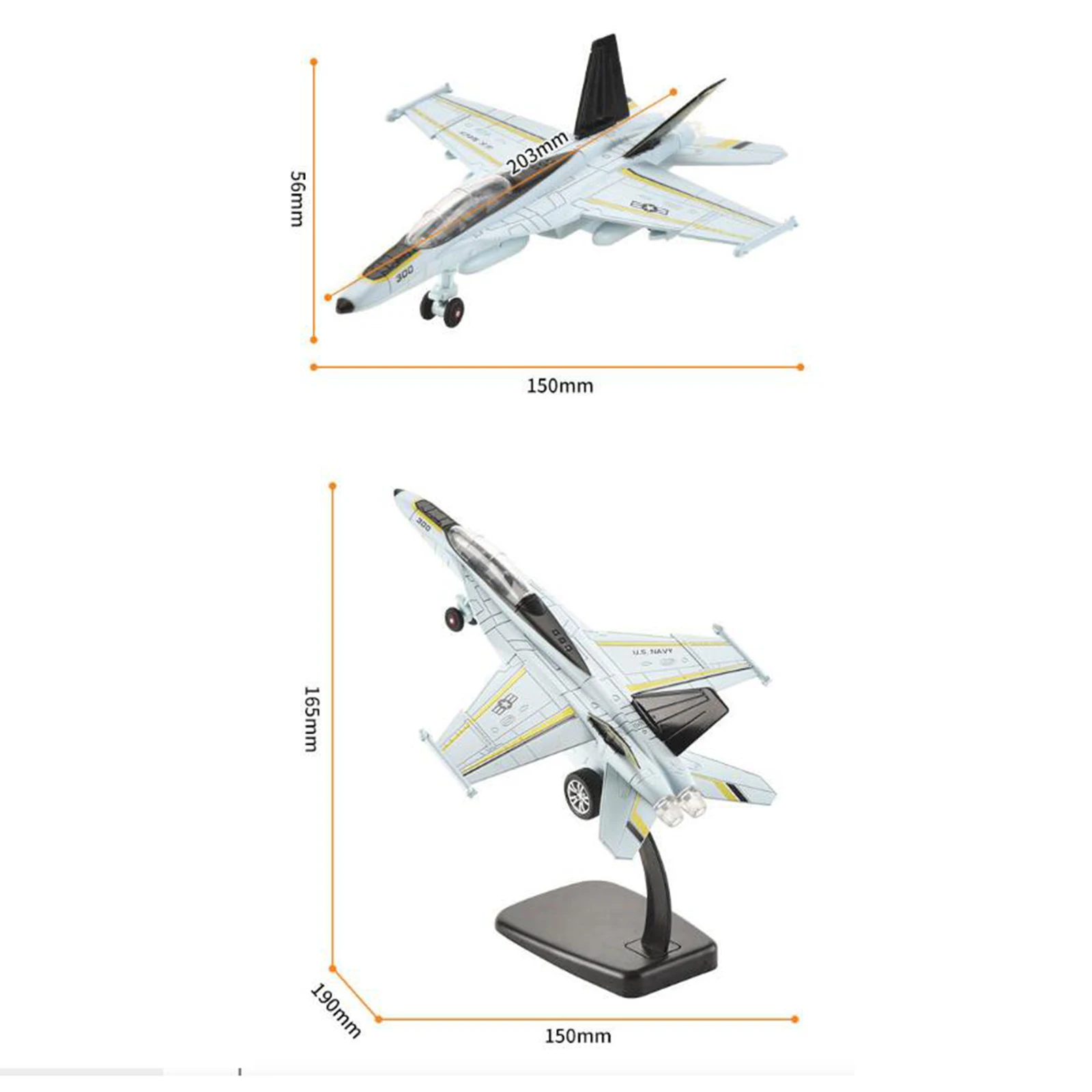 โมเดลเครื่องบินรบ F18อัลลอย1/100พร้อมเครื่องประดับชั้นวาง