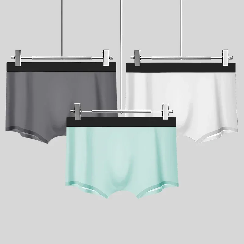 

5PCSMмужское нижнее белье с четырьмя углами на плоских манжетах из ледяного шелка, летние тонкие, дышащие и бесшовные шорты, мужские индивидуалистичные u