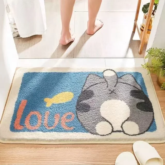 Cartoon floor mat, bathroom absorbent toilet, entrance non slip mat, household bedroom carpet, door mat, bathroom foot mat