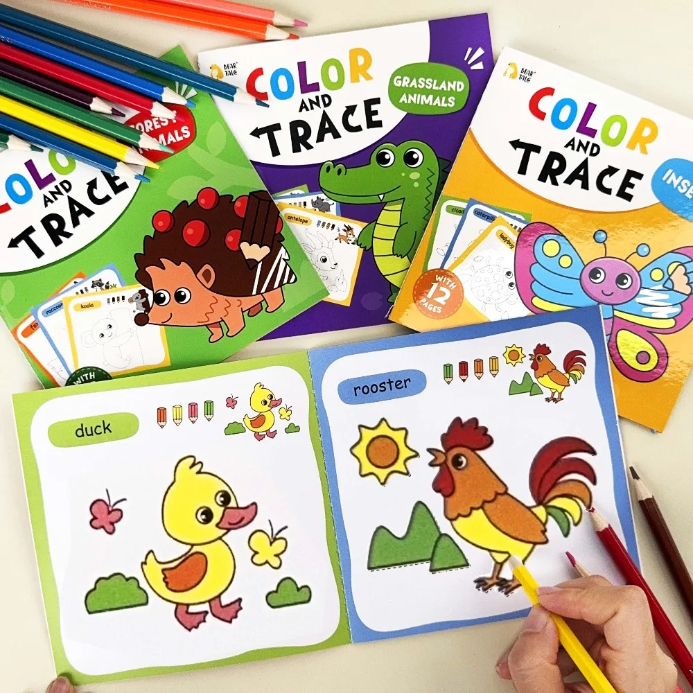 10PCS Fun Coloring Books for Kid Cartoon Animal Coloring Book Activity Travel Toy for Boy Girl Art Painting Set Educational Gift