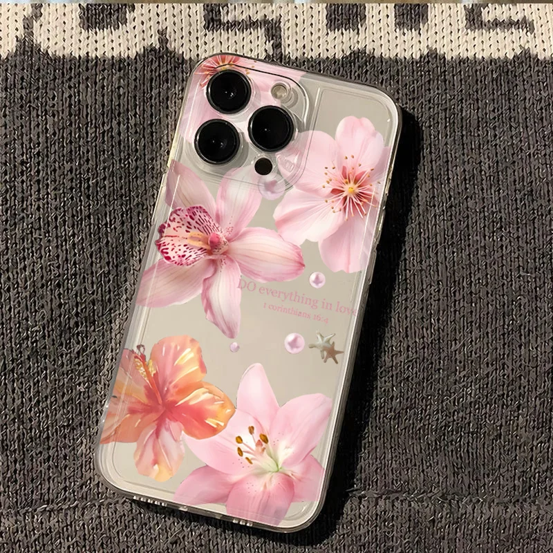 Silicone Lily Flower Phone Case For Redmi Note12 13 11 12 13 14 Pro Plus 5G  13C 4G Shockproof Cover Transparent Floral Fundas view 3