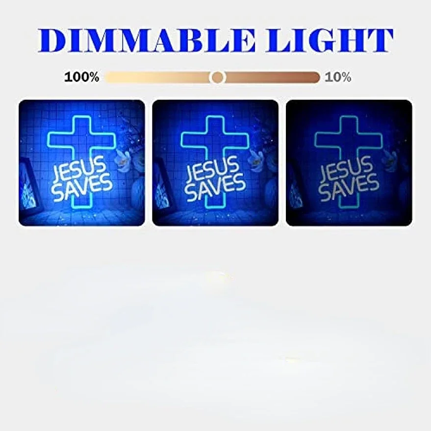 Cross Dimmable Jesus LED Neon Sign for Wall Decor by USB Neon Lights Christian Church Events Birthday Christmas Decoration Gifts