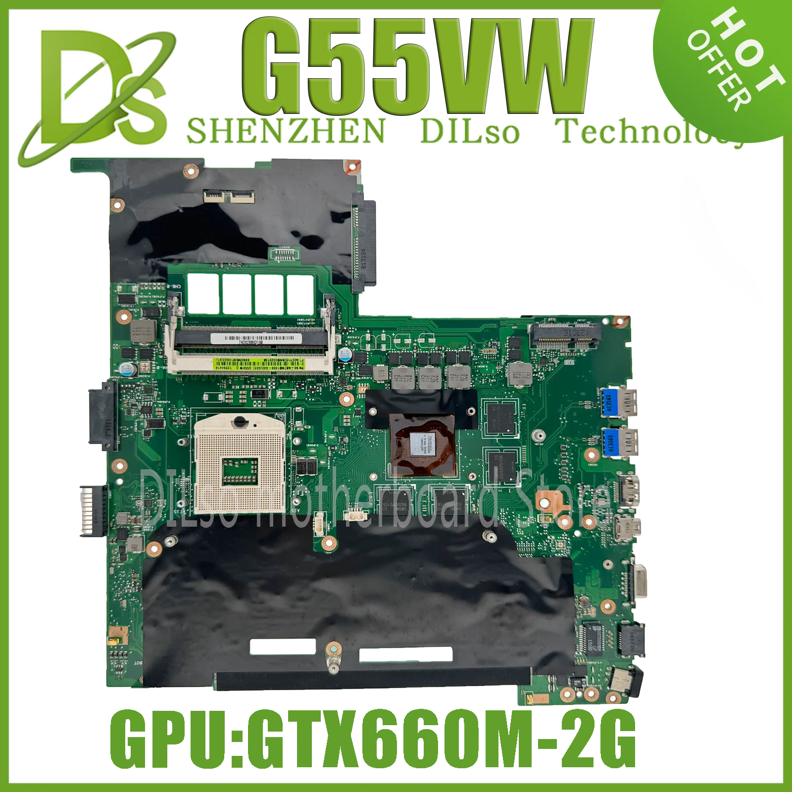 

KEFU G55VW For ASUS G55V Laptop Motherboard with N13E-GE-A2 GT660M GPU Mainboard 4 Slots Test