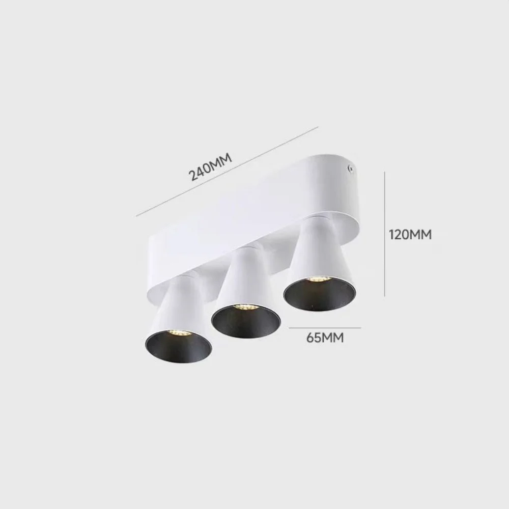 LED surface mounted spotlights, horns, adjustable angles, ceiling lights, dimming, indoor decoration, living room, kitchen