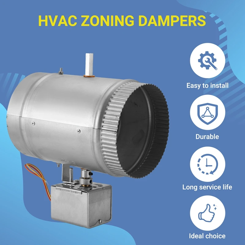 6Inch HVAC Motorized Electric Zone Control 24Ac Power Damper Dampner NSPRD NSPRD024-6NC