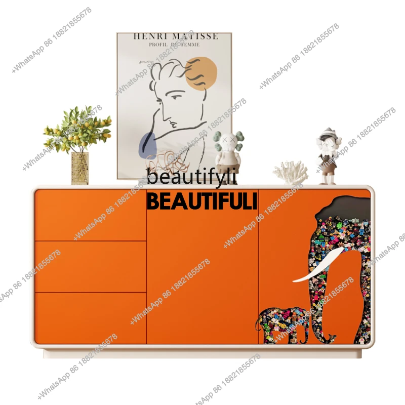 

American Light Luxury Entrance Cabinet Modern Minimalist Wall Hallway Partition Storage Cabinet Living Room Sideboard Cabinet