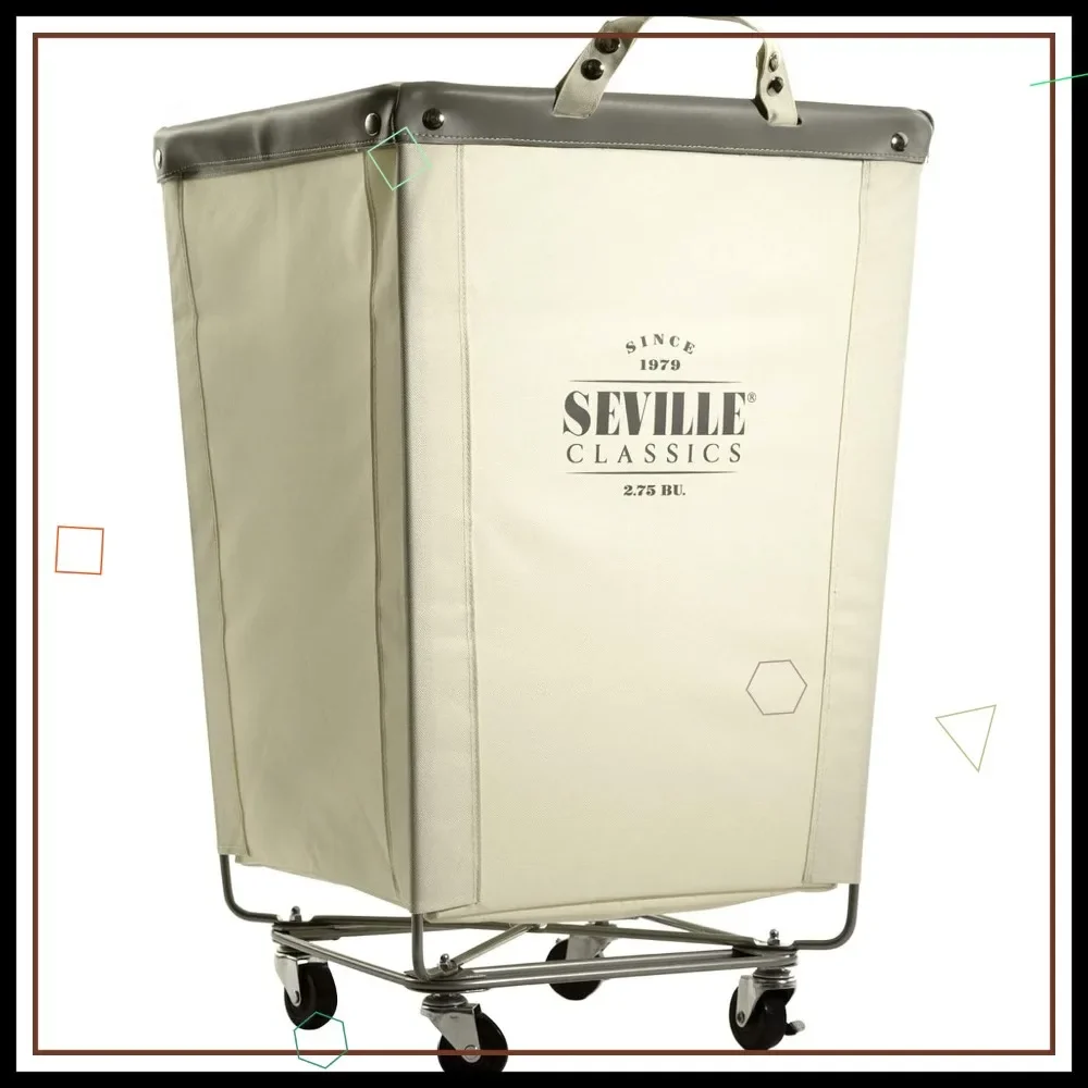 

Heavy Duty Rolling Laundry Hamper with Wheels, Large Canvas Cart for Home Hotel Bedroom Closet, Cream