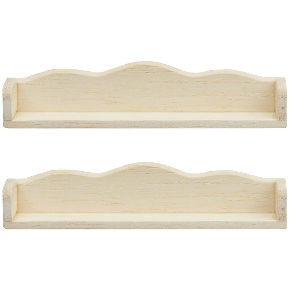 2 Pcs House Mini Furniture Miniature Model Hanging Rack Storage Stuff Wall Shelf Ornaments Stand Wooden