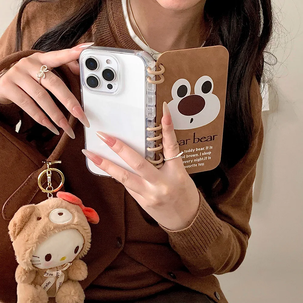 

Creative Page Flipping Notebook Design Case For iPhone 16 Pro Max Funda 13 15 14 Pro Max Cute Cartoon Soft TPU Cover 14pro 15pro