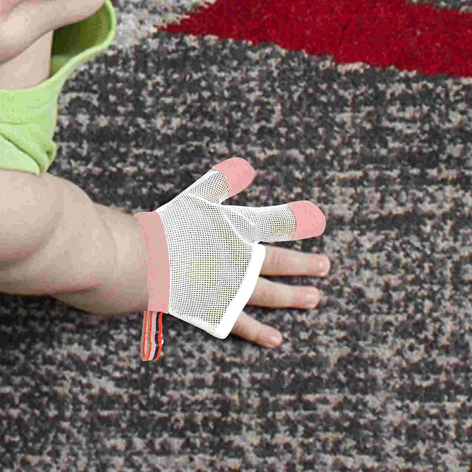 Gants anti-mordant avec anneau pour bébé, mitaines à sucer les doigts, outil de prévention, protège-pouce, filet à doigts pour bébé