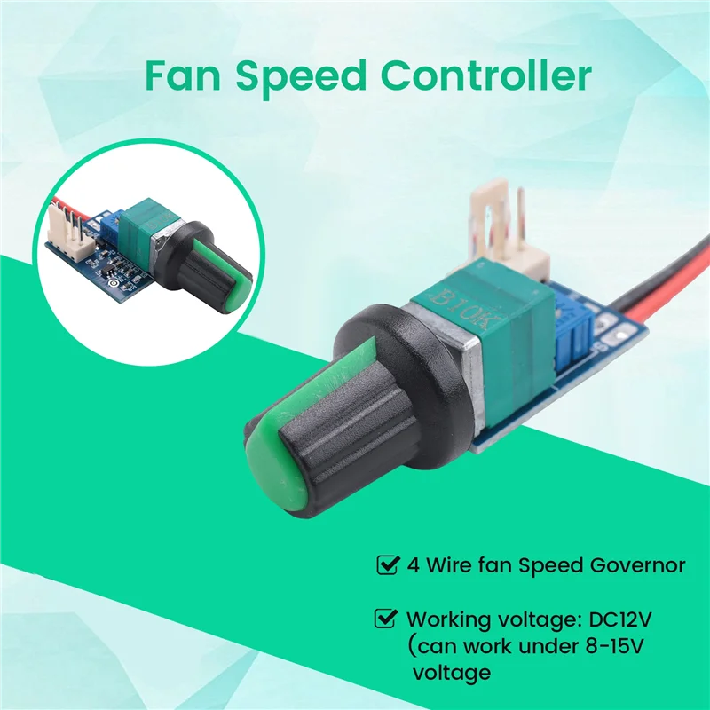 1 шт. ШИМ-контроллер скорости вентилятора 12 В постоянного тока, регулируемый 0%-100% с ручным переключателем, 4-проводной регулятор скорости вентилятора, шумоподавление