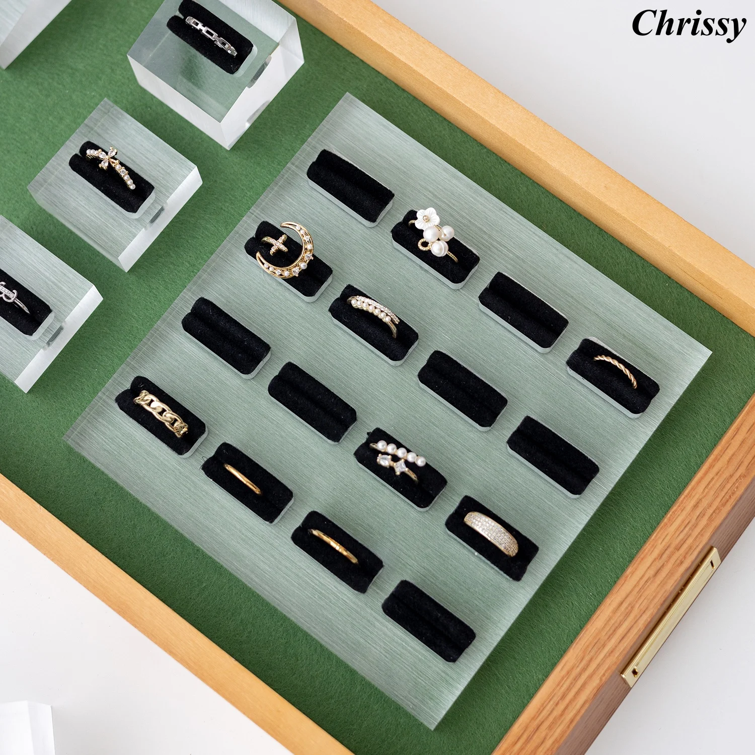 

High Capacity Ring Display, Minimalist Black and White Tray for Bulk Jewelry Storage, Commercial Showcase & Photo Prop