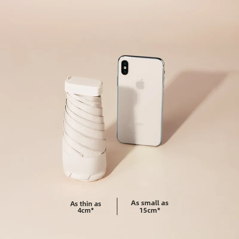 Guarda-chuva com estojo para cartão, proteção solar portátil, anti-UV, chuva ou brilho, guarda-chuva plano de 6 dobras