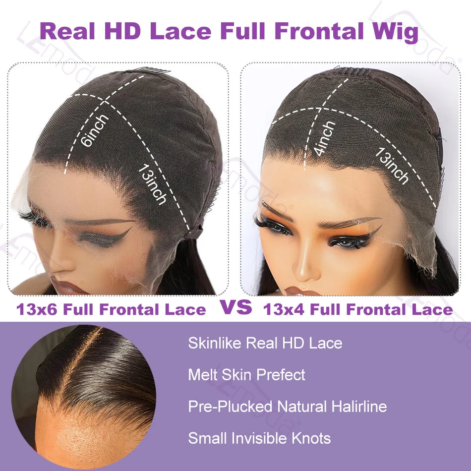 SKINLIKE Real HD Lace Wig 13x6 HD Lace Frontal Wig Straight Hair Pre plucked 250 Density 13x4 Lace Wig Virgin Human Hair Lemoda