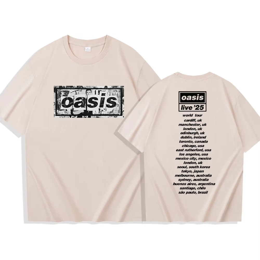 تي شيرت Oasis Reunion Tour 2025 Hommes نسائي كوتون تي شيرت Harajuku Col Rond Oasis Live 25 Tour Merch Mode تي شيرت Cadeau Pour Les Fans