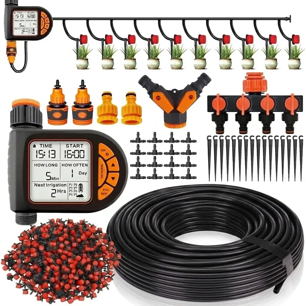 20M Smart Garden Timer LCD Automatic Irrigation Set IPX5 Waterproof Watering Controller With Rain Sensor For Farm Systems