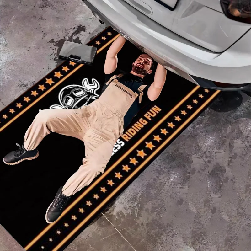 VIKAMA Skull Wrench Motorcycle Garage Mat Oil Resistant Wear-Resistant Racing Display Carpet for Workshop Home Decor view 2