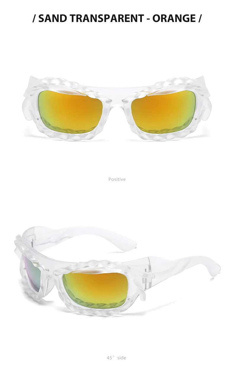 Trendige Techwear-Style Unregelmäßige Sonnenbrille, Nischendesign, Sonnenschutz & Blendschutz, Vielseitige Sonnenbrille 68192 – Detail 12