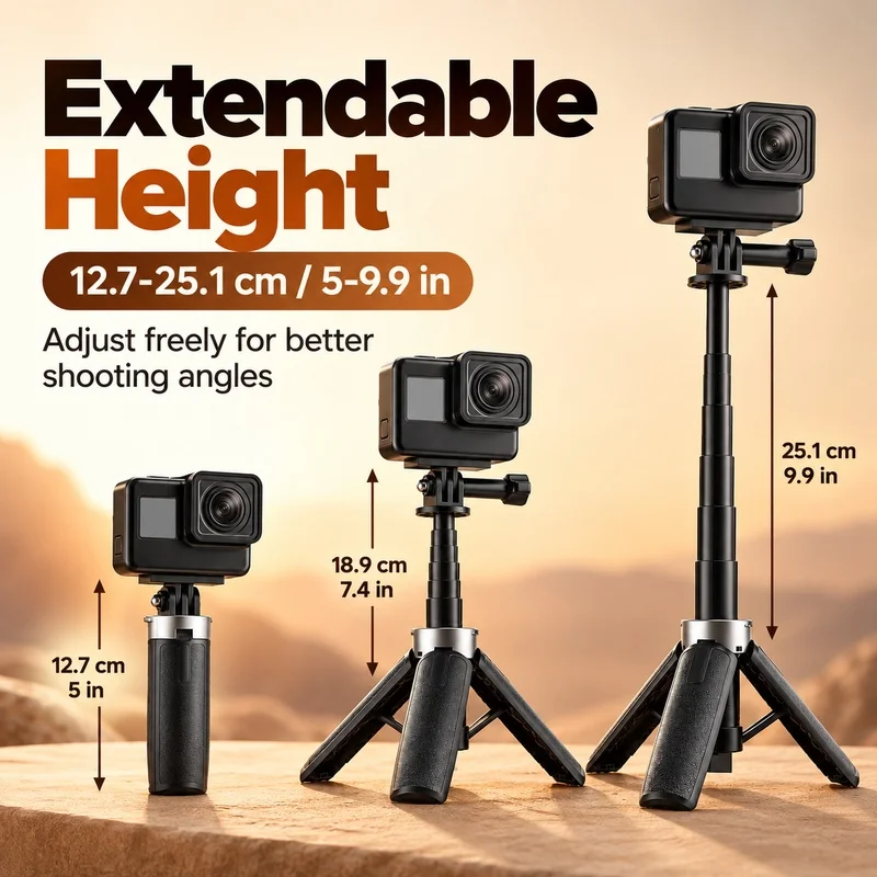 X30 Tripod Compatible with DJI Action 4/5 Pro, Extendable Selfie Stick Tripod with Phone Mount, Fixed Bracket for Camera