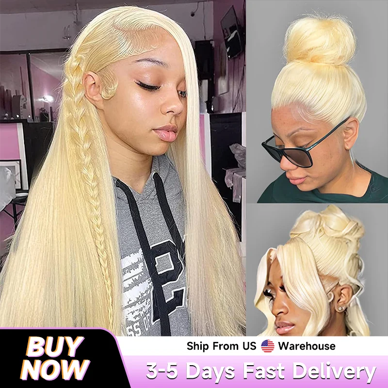 

613 Блондинка, бразильский прямой парик из натуральных волос 13x6, 360 HD, прозрачный кружевной фронт, предварительно выщипанный, плотность 200, 28, 32 дюйма, парик для женщин