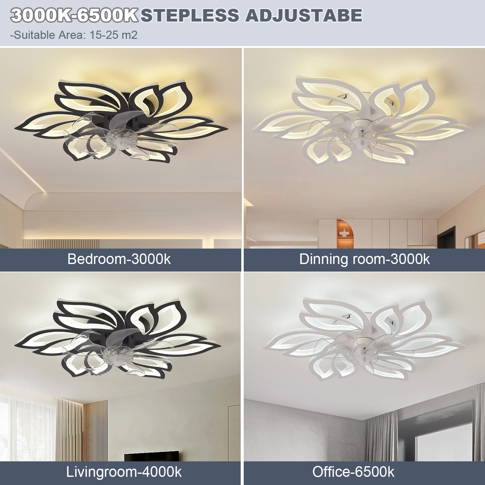Nordic Ceiling Chandelier Fans Lamps with Remote for Living Dining Table Room Bedrooms Home Decor Hanging Fan Lights Fixture