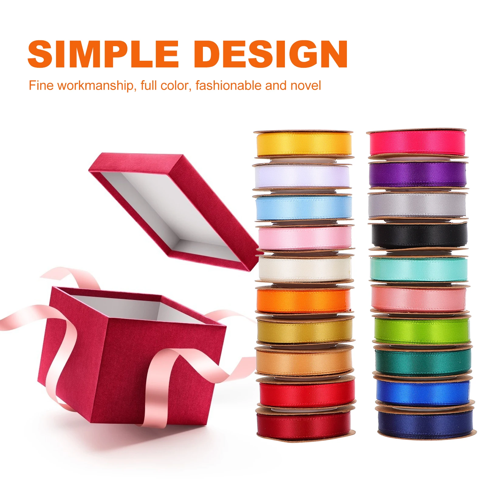 

20 Rolls Polyester Ribbons White Colorful Double faced Decorative Silk Satin Gift Wrap Accessories DIY Craft Materials Soft Non