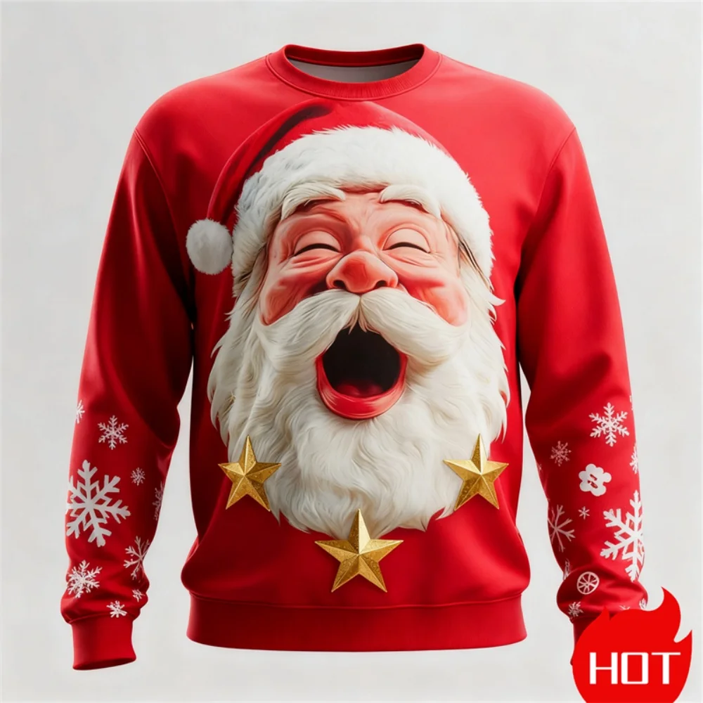 

Santa Claus Snowman Graphic Christmas Party Costumes3d Print Autumn Fashion Sweatshirts Long Sleeve Hoodies Men's Sweatshirts
