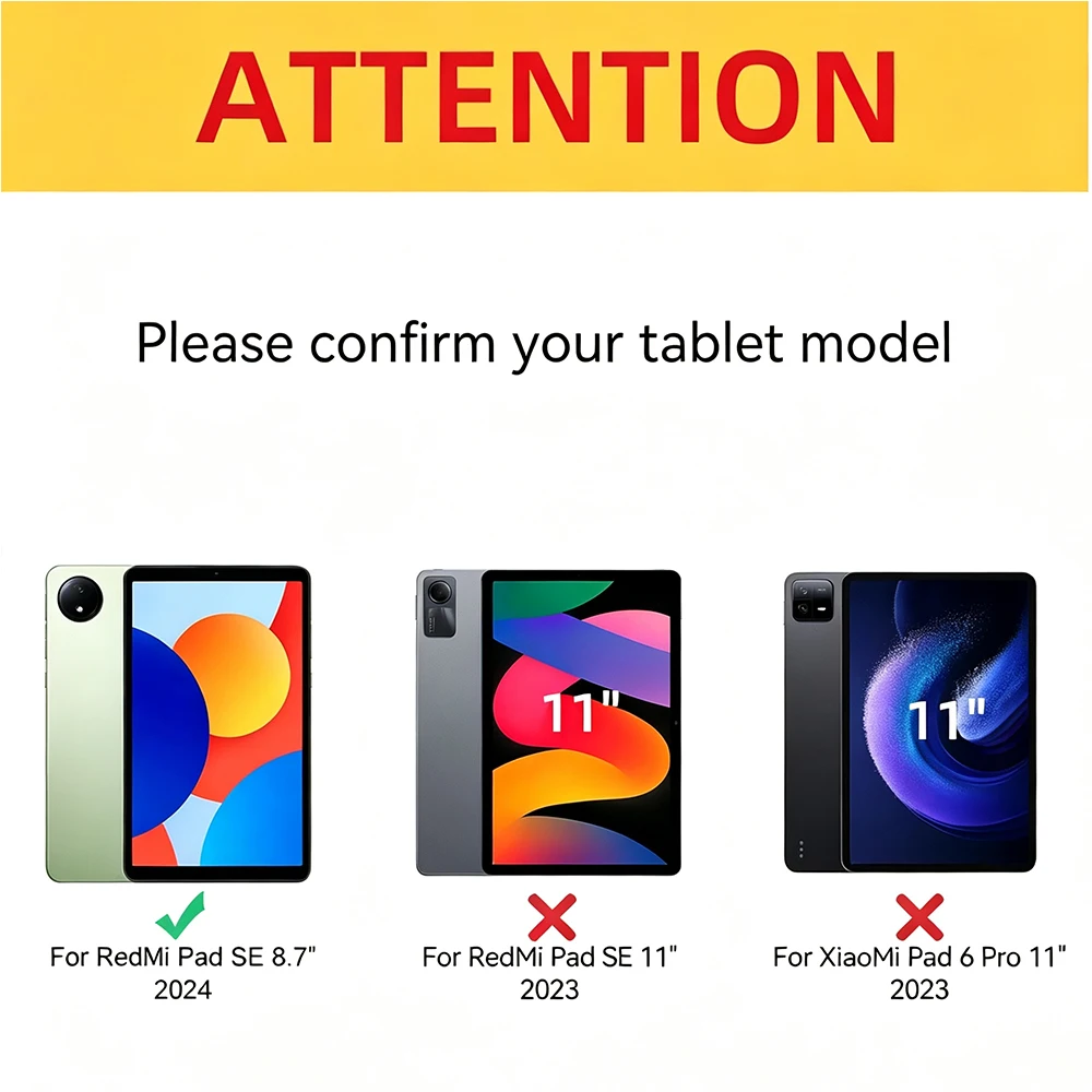 For Xiaomi Redmi Pad SE 8.7 2024 , Ultra Thin Trifold Stand PU Leather Protective Cover, Auto Sleep / Wake Soft Silicone Case