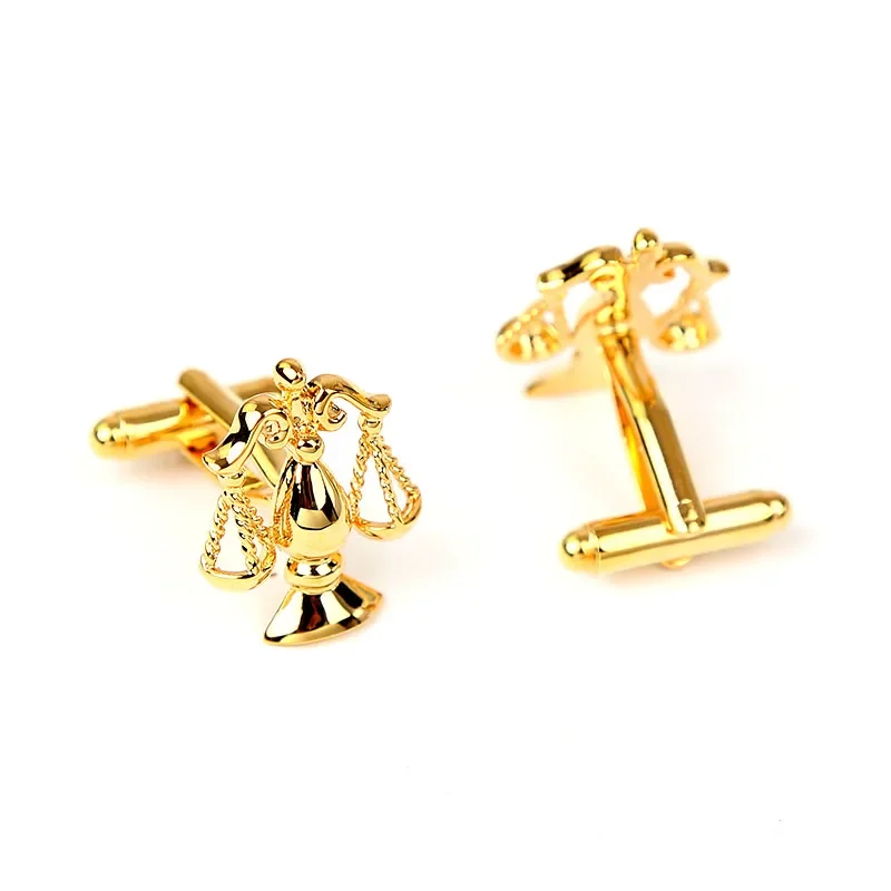 Cartoon Libra Gold French Shirt Cufflinks Men, Managing Director Cuffs Sleeve Staples