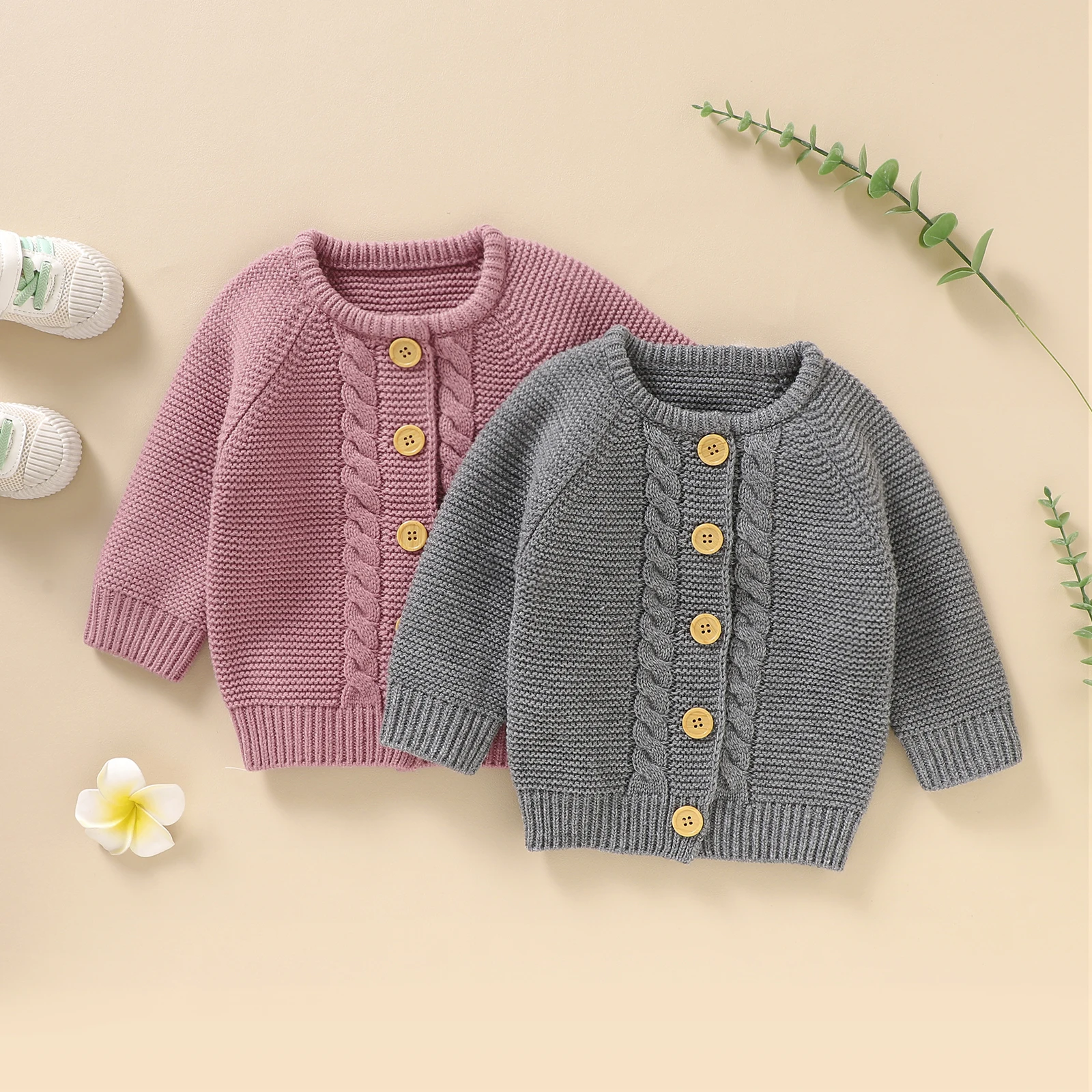 

Autumn Baby Sweater Knit Toddler Children Clothes 0-18M Tops Fashion Solid Jacket Newborn Boys Girls Cardigan Long Sleeve Infant