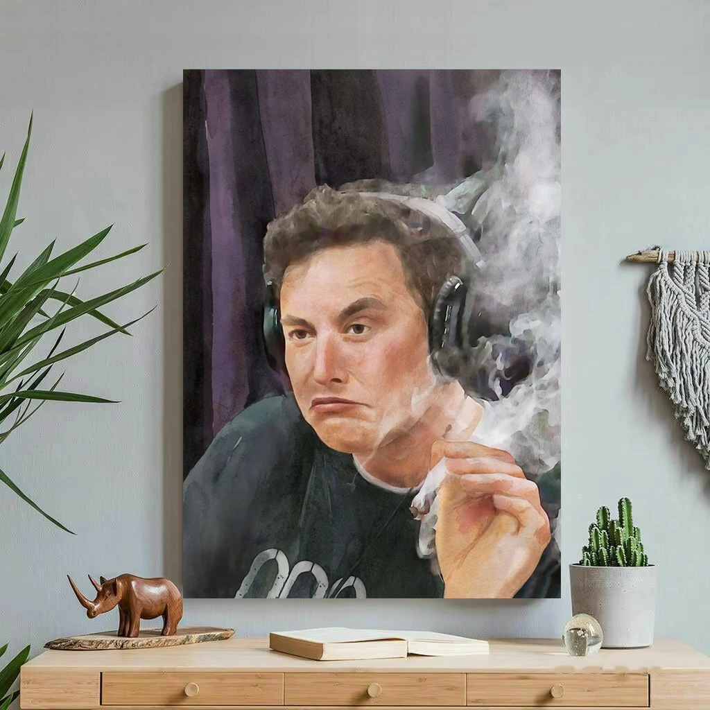 Graffiti Elon Musk Smoking Entrepreneur Inspirational Quotes Poster Canvas Painting Wall Art Pictures Home Office Decor Gift