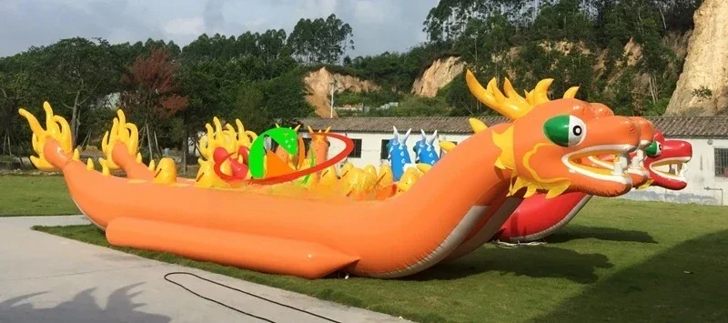 Hot Water Towing Game Red Single Lane Inflatable Dragon Boat, Customized Inflatable Dragon Boat